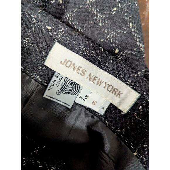 NWOT! JONES NEW YORK! FINE WOOL BLACK/WHITE NUBBY WEAVE PLAID PENCIL SKIRT! SZ 6 - Picture 6 of 8